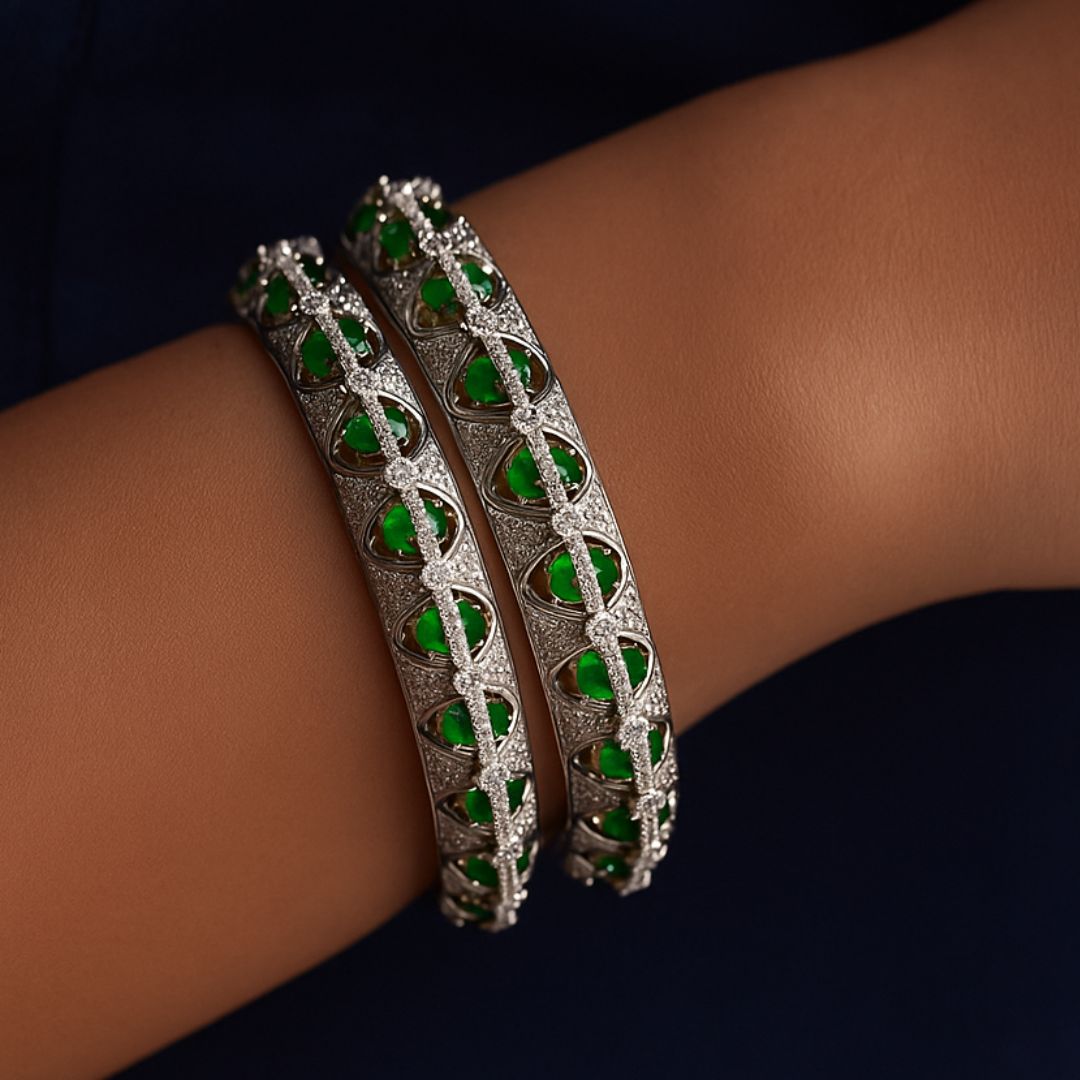 Emerald Elegance American Diamond Bangles