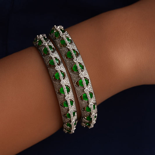 Emerald Elegance American Diamond Bangles