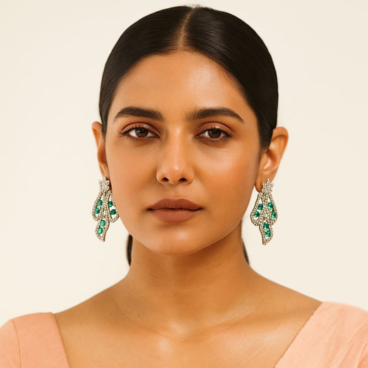 Emerald Elegance American Diamond Earrings