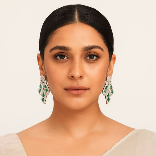Emerald Elegance American Diamond Earrings
