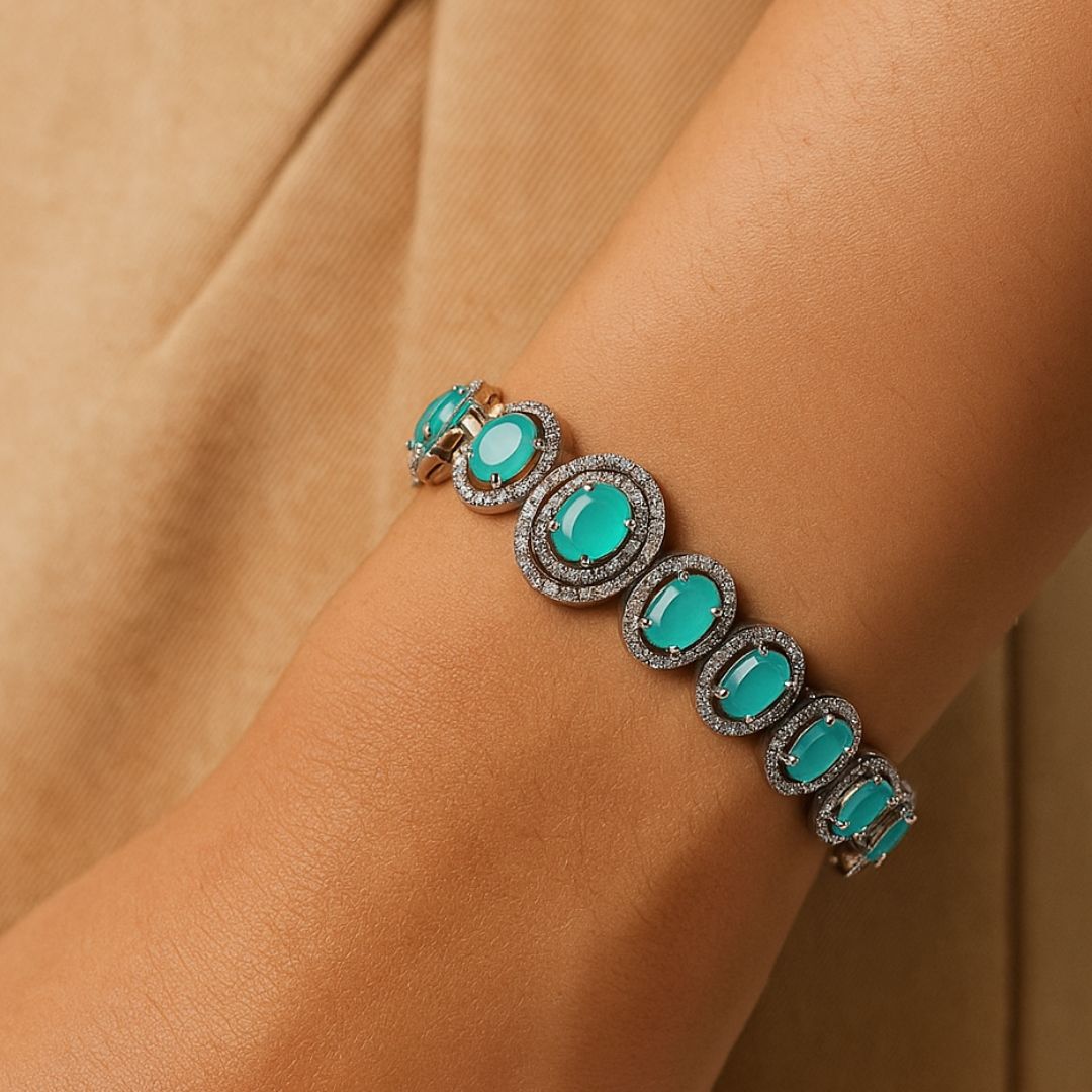 Emerald Glimmer American Diamond Bracelet