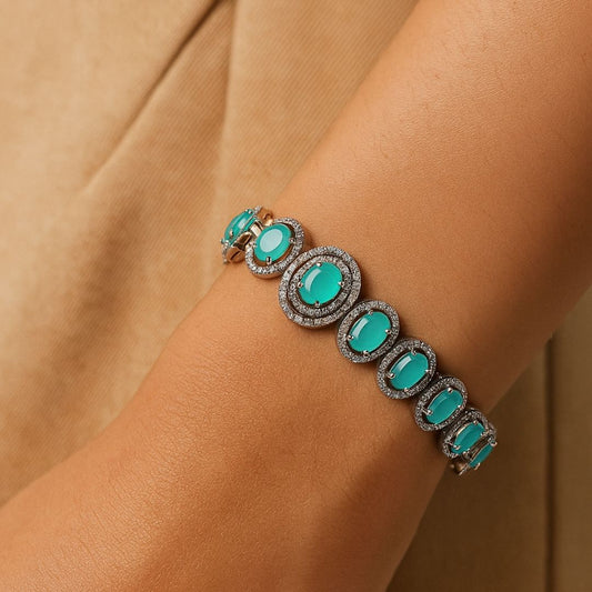 Emerald Glimmer American Diamond Bracelet