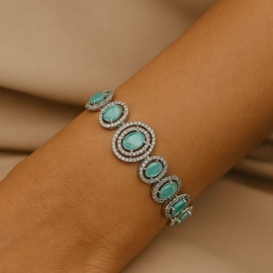 Emerald Glimmer American Diamond Bracelet