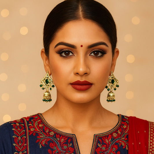 Emerald Grace Jadau Chandbali Earrings