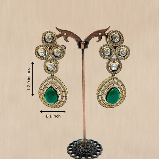 Emerald Grace Kundan Drop Earrings