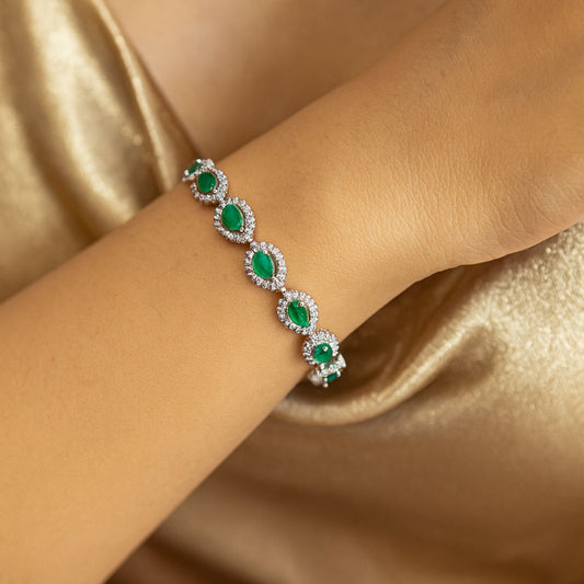Emerald Mist Tear-Drop American Diamond Bracelet