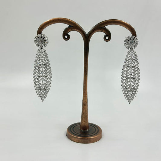 Frosted Fern American Diamond Earrings