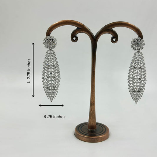 Frosted Fern American Diamond Earrings