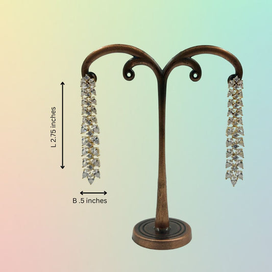 Golden Glint Cascade American Diamond Earrings
