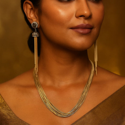 Golden Luxe Cascade Korean Fashion Jewelry Set
