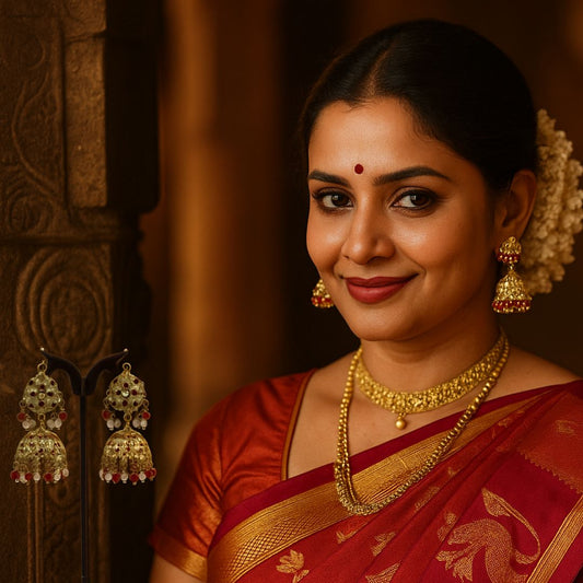 Gulnaar Red Jadau Jhumka Earrings