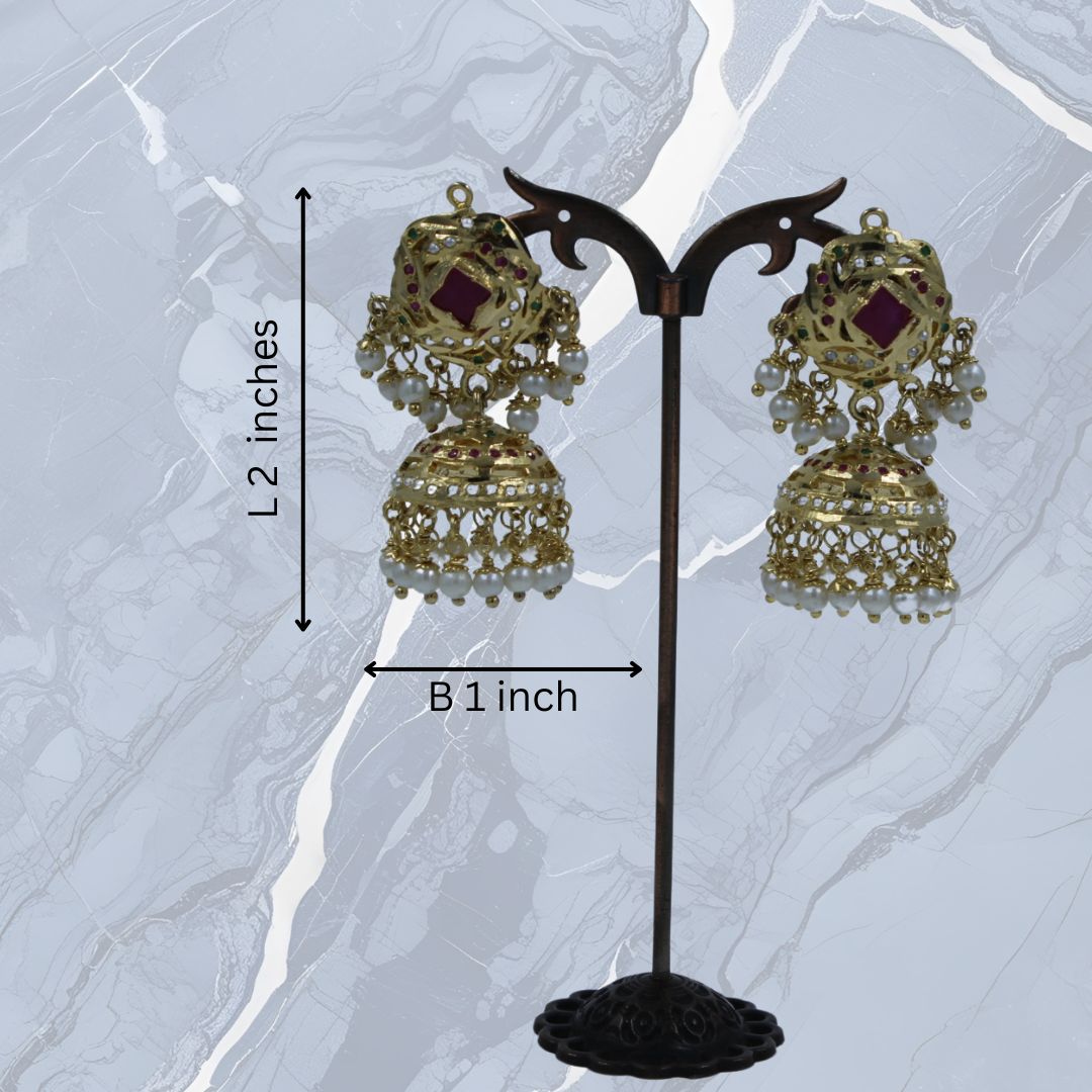 Heirloom Charm Jadau Jhumka Earrings
