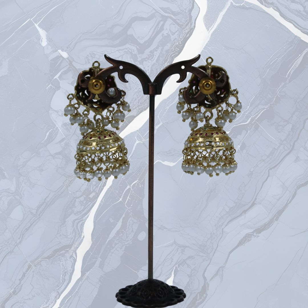 Heirloom Charm Jadau Jhumka Earrings