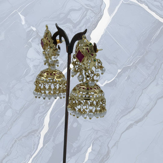 Heirloom Charm Jadau Jhumka Earrings