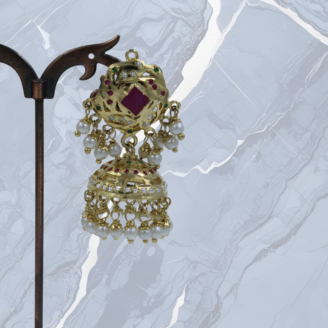 Heirloom Charm Jadau Jhumka Earrings