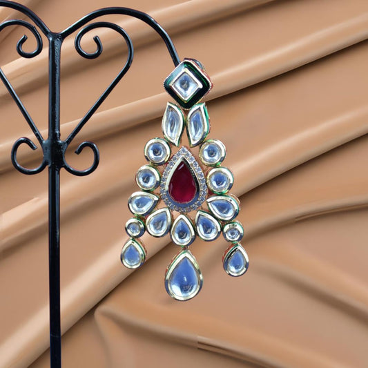 Imperial Ruby Drop Kundan Fashion Earrings