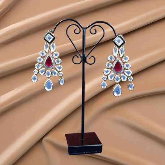 Imperial Ruby Drop Kundan Fashion Earrings
