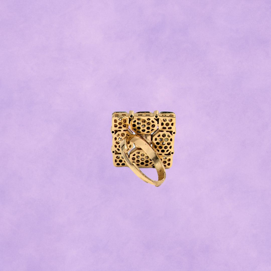 Ira Kundan Grid Ring