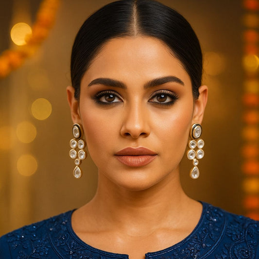 Luxe Cascade Kundan Drop Fashion Earrings