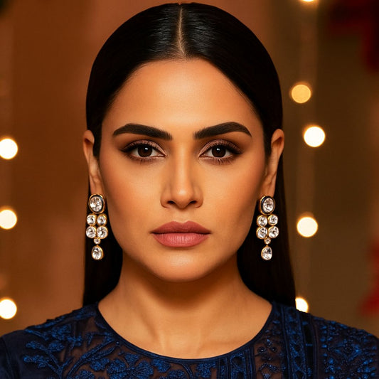 Luxe Cascade Kundan Drop Fashion Earrings