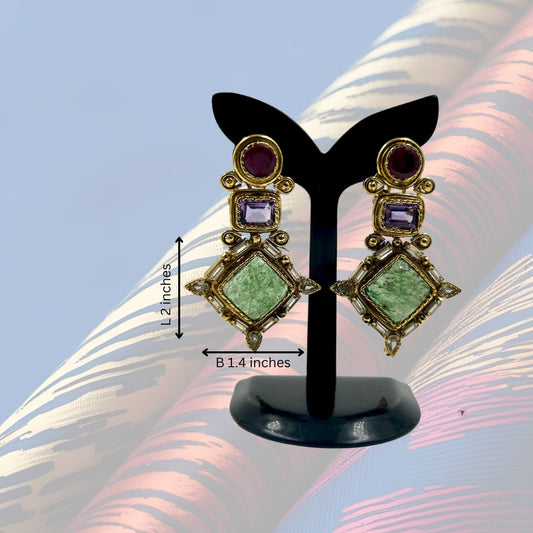 Majestic Mosaic Triple-Stone Earrings