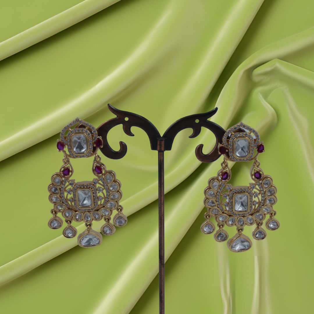 Majestic Ruby Royale Pachi Kundan Earrings