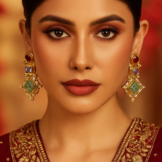 Majestic Mosaic Triple-Stone Earrings