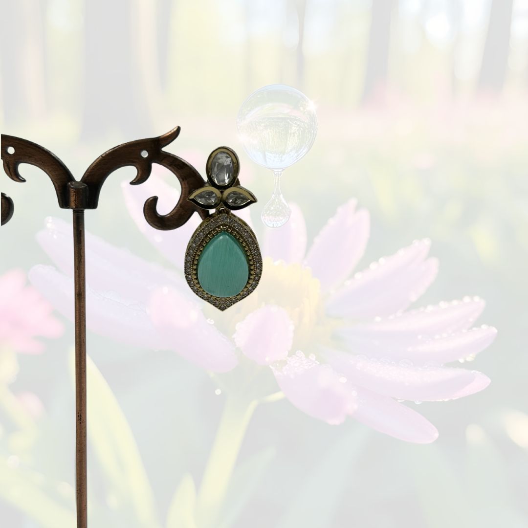 Mehfil Mint Kundan Earrings