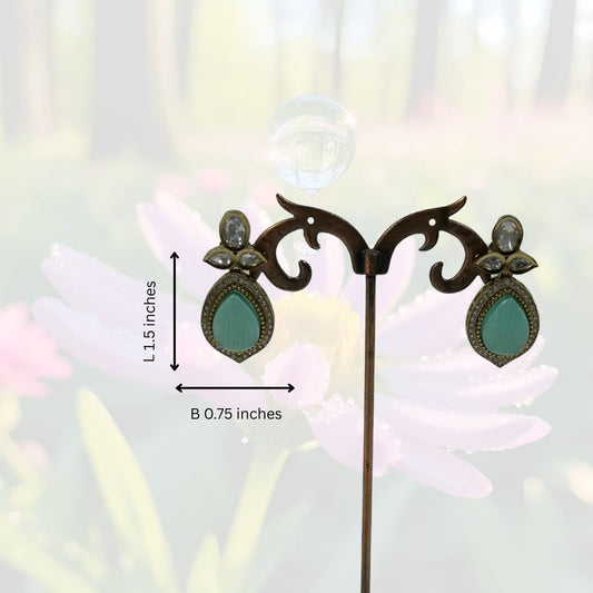 Mehfil Mint Kundan Earrings