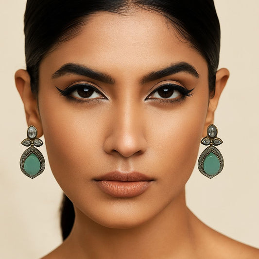Mehfil Mint Kundan Earrings