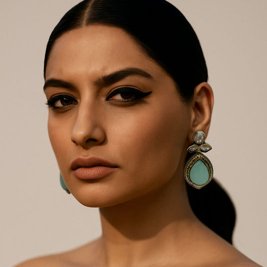 Mehfil Mint Kundan Earrings