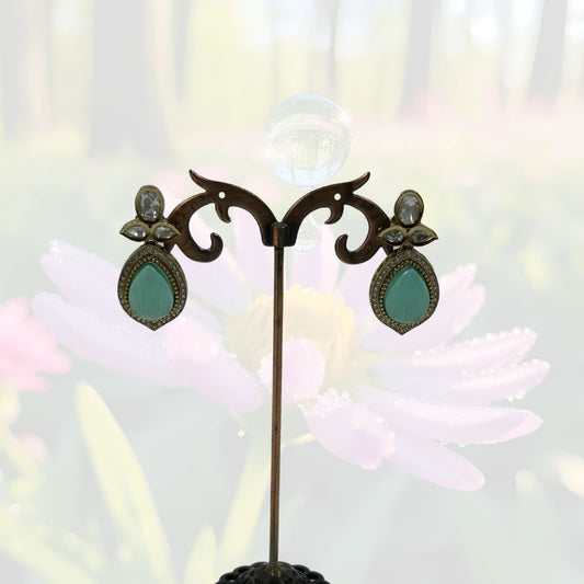 Mehfil Mint Kundan Earrings