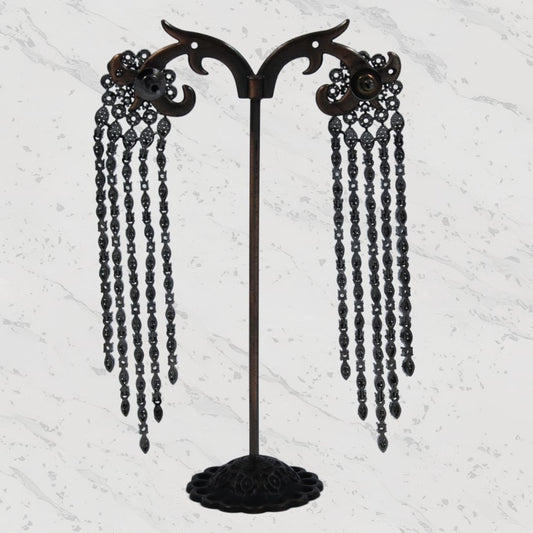 Midnight Drape American Diamond Earrings