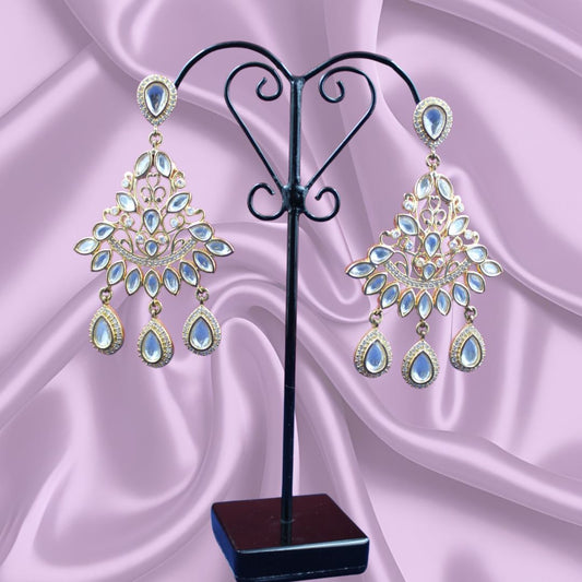 Midnight Elegance Kundan Fashion Earrings