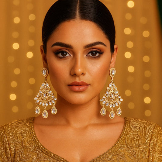 Midnight Elegance Kundan Fashion Earrings