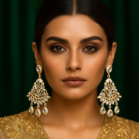 Midnight Elegance Kundan Fashion Earrings