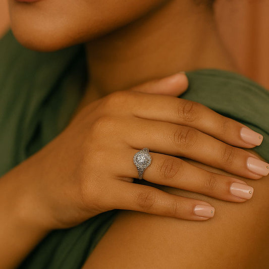 Midnight Halo American Diamond Ring