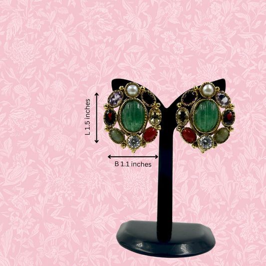 Navratna Elegance Real Stone Earrings