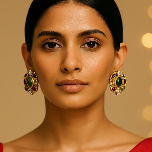 Navratna Elegance Real Stone Earrings