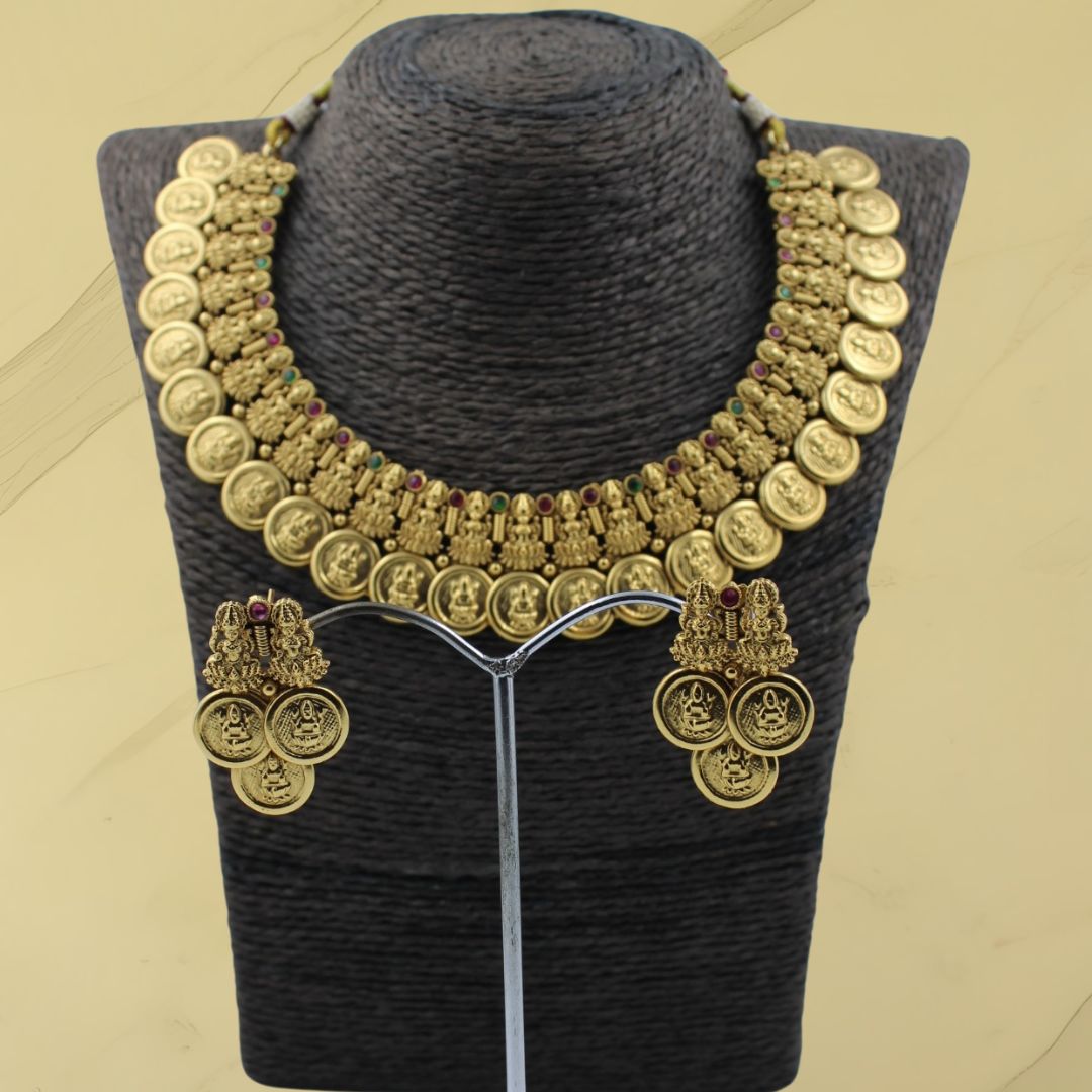 Divine Coin Lakshmi Temple Jewellery Necklace Set