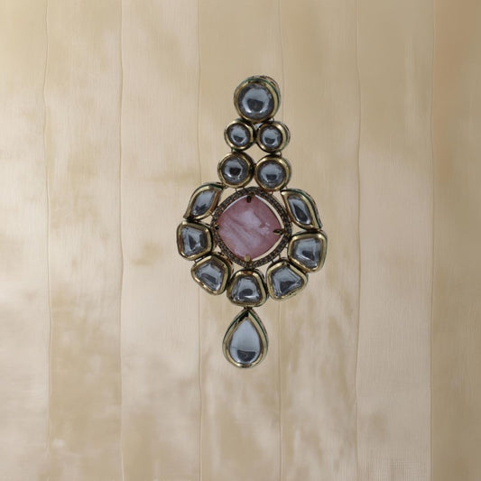 Opulent Pink Pachi Kundan Dangler Earrings