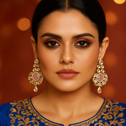 Opulent Pink Pachi Kundan Dangler Earrings