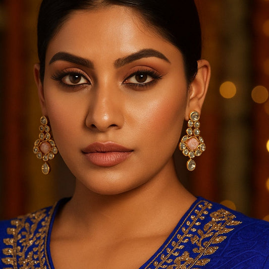 Opulent Pink Pachi Kundan Dangler Earrings