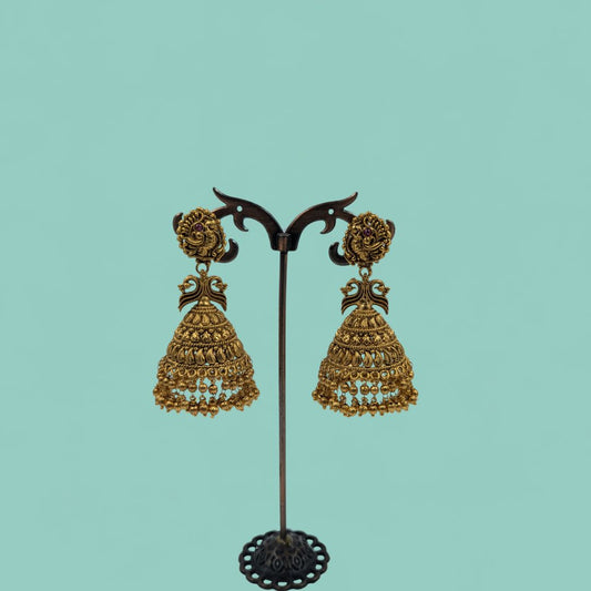 Peacock Grace Temple Jhumkas