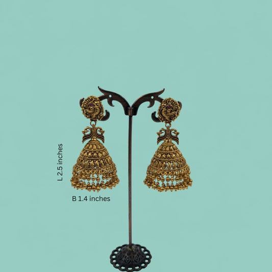 Peacock Grace Temple Jhumkas