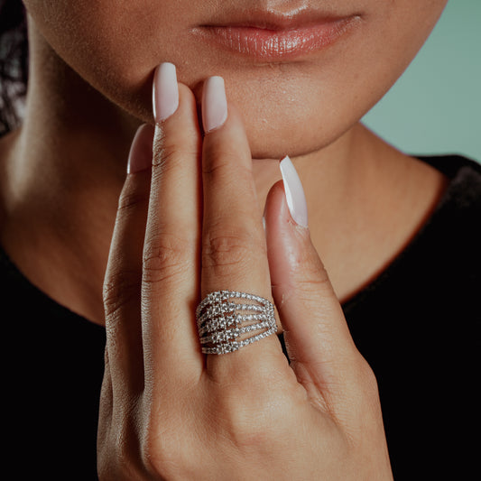 Luxe Radiance American Diamond Silver Ring