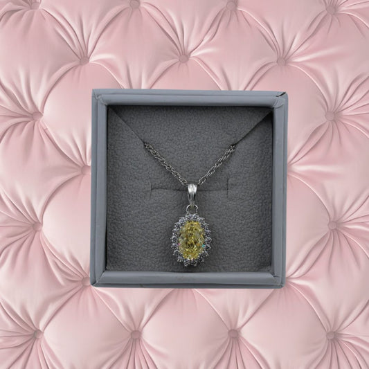 Radiant Halo Silver Pendant Necklace