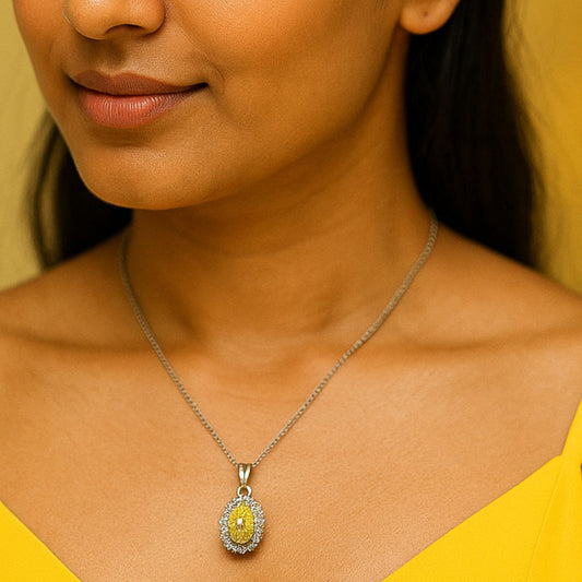Radiant Halo Silver Pendant Necklace