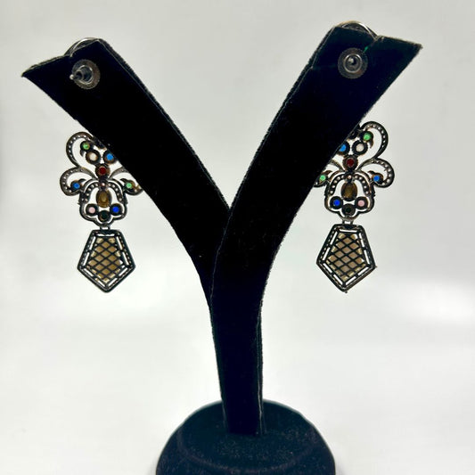 Regal Navratna Kundan Drop Earrings