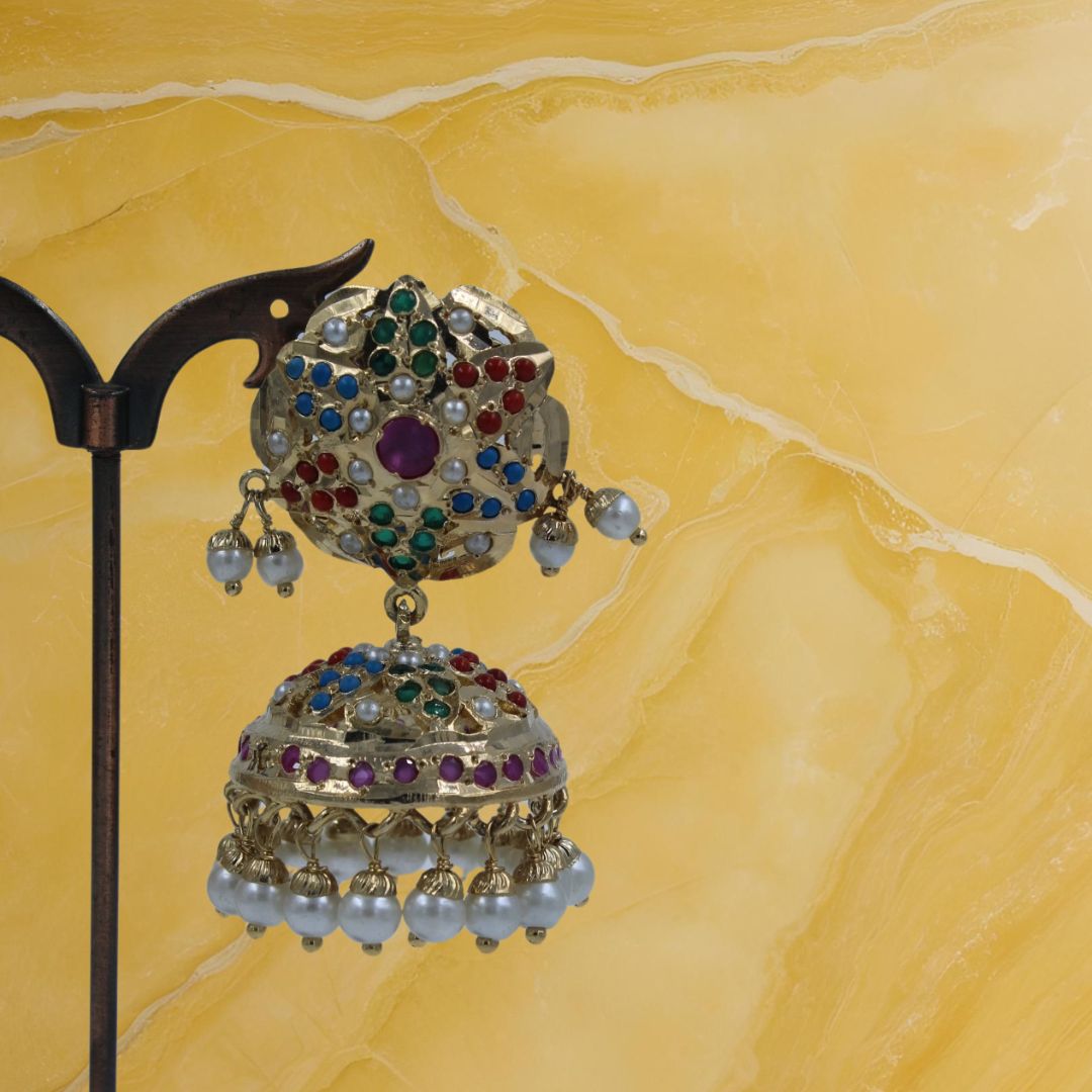 Regal Raas Jadau Jhumka Earrings
